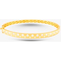 Pre-Owned 14ct Yellow Gold Brilliant Cut Diamond Frosted Finish 19cm Hinged Bangle 43211010 - Image 2