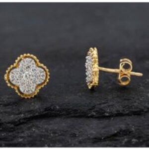 Pre-Owned 18ct Two Colour Gold Brilliant Cut Diamond Cluster Stud Earrings 43171180