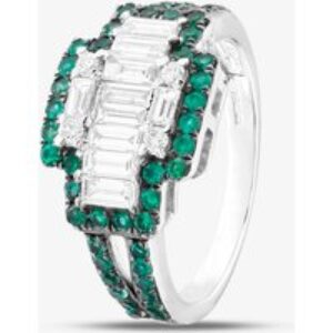 Pre-Owned 18ct White Gold Emerald & Diamond Fancy Dress Ring 43371029