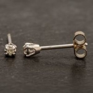 Pre-Owned 14ct White Gold 0.07ct Four Claw Diamond Stud Earrings 4333078