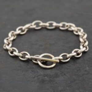 Pre-Owned 9ct White Gold T-Bar 7.5 Inch Curb Chain Bracelet 41281051