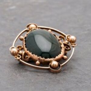 Pre-Owned Vintage Rose Gold Bloodstone Oval Ornate Brooch 41131087