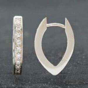 Pre-Owned 18ct White Gold 19mm Diamond Leverback Earrings 41172293