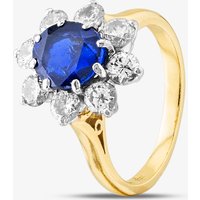 Pre-Owned 9ct Yellow Gold Sapphire Flower Cluster Ring 41481606 - Image 2