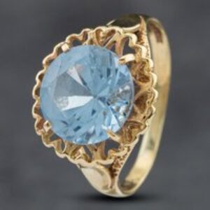 Pre-Owned Vintage 9ct Yellow Gold Blue Topaz Dress Ring 41102406