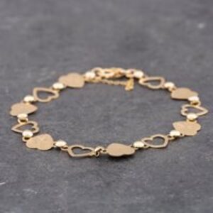 Pre-Owned 9ct Yellow Gold Multi Hearts 7.25 Inch Chain Bracelet 41061176