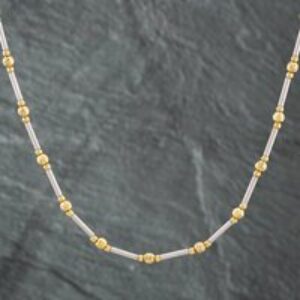 Pre-Owned 14ct Two Colour Gold Ball & Bar 18 Inch Trace Chain 41041302