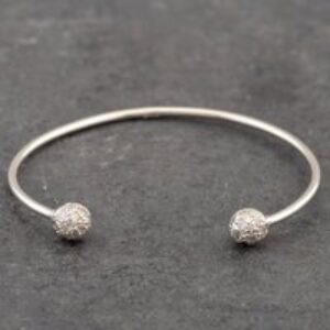 Pre-Owned 9ct White Gold Cubic Zirconia Pave Set Standard Torque Bangle 41211223