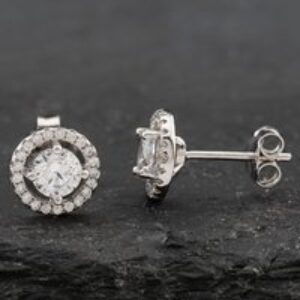 Pre-Owned Silver Cubic Zirconia Pendant & Earring 16 Inch Jewellery Set 41251394