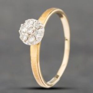 Pre-Owned 9ct Yellow Gold 0.21ct Single Cut Diamond Cluster Ring 43121124