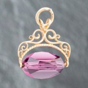 Pre-Owned 9ct Yellow Gold Amethyst Spinning Fob Charm Loose Pendant 41141983