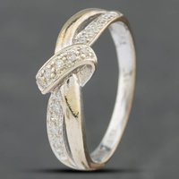 Pre-Owned 9ct White Gold Diamond Crossover Ring 41382175 - Image 2