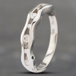 Pre-Owned Platinum Brilliant Cut Diamond Open Work Half Eternity Ring 41382345