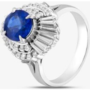 Pre-Owned Platinum 2.01ct Sapphire & 0.93ct Diamond Oval Cluster Ring 43361127