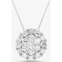 Pre-Owned 18ct White Gold 3.00ct Brilliant Cut Diamond Round Cluster Pendant & 16-18 Inch Box Chain 43141195 - Image 2