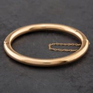 Pre-Owned Vintage 9ct Yellow Gold Plain Oval Standard Hinged Bangle 41211047