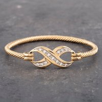 Pre-Owned 9ct Yellow Gold Cubic Zirconia Hook Over Gemstone Bangle 41211240 - Image 2