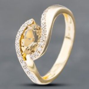Pre-Owned 9ct Yellow Gold Smokey Quartz Quartz & Diamond Dress Ring 41382253