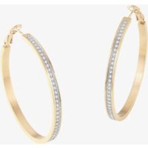 Guess Colour My Day Gold Plated Crystal 50mm Hoop Earrings JUBE02247JW YG