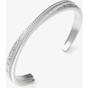 Guess Stylish Silver Tone Textured Cross Over Bangle UBB04584RHL