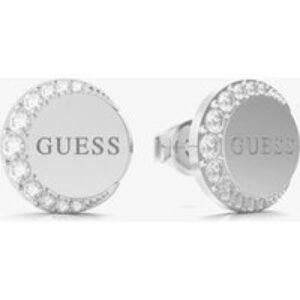 Guess Moon Phase Silver Tone Crystal Stud Earrings UBE01195RH