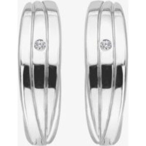 Hot Diamonds Sterling Silver Diamond Trio Huggie Hoop Earrings DE840