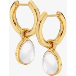 Hot Diamonds Calm 18ct Gold Plated Mother Of Pearl Diamond Hoop Dropper Earrings DE671