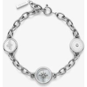 Olivia Burton Signature Silver Tone Crystal Bumble Bee & North Star Multi Charm Bracelet 24100333