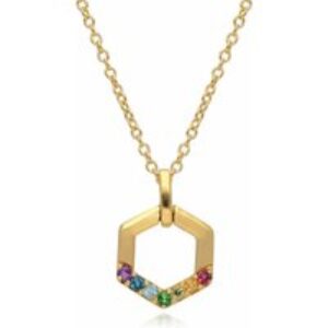 Rainbow Hexagon Necklace in Gold Plated Sterling Silver