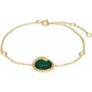 ECFEW™ Dyed Green Chalcedony Winding Snake Bracelet Gold Plated Silver