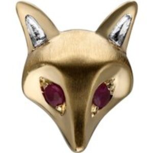 Gardenia Ruby Fox Pin In 9ct Yellow Gold