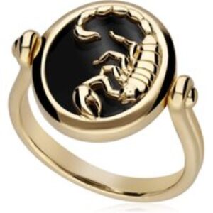 Zodiac Black Onyx Scorpio Flip Ring in 18ct Gold Plated Silver
