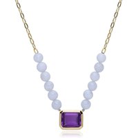 ECFEW™ Unifier Amethyst & Blue Lace Agate Necklace in Gold Plated Sterling Silver - Image 2