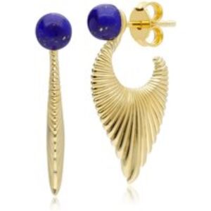 Caruso Lapis Lazuli Fan Drop Earrings in Gold Plated Sterling Silver