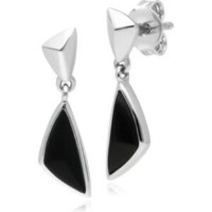 Micro Statement Black Onyx Drop Earrings in Sterling Silver