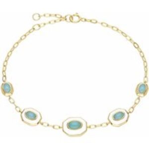 Siberian Waltz White Enamel & Amazonite Bracelet In Gold Plated Sterling Silver