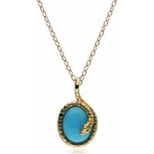 ECFEW™ Oval Turquoise Winding Snake Pendant in Gold Plated Sterling Silver