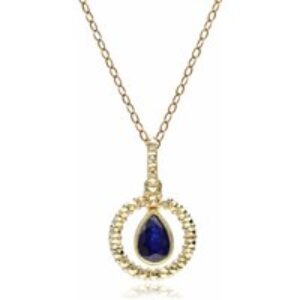 Sapphire & Marcasite Halo Pendant in 18ct Gold Plated Silver