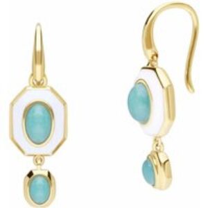 Siberian Waltz White Tooth & Amazonite Drop Earrings in Gold Plated Sterling Silver