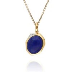 Irregular B Gem Lapis Lazuli & Diamond Pendant in Gold Plated Silver