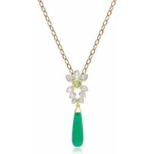 ECFEW™ Creator Dyed Green Chalcedony, Peridot & White Topaz Pendant Necklace in Gold Plated Sterling Silver