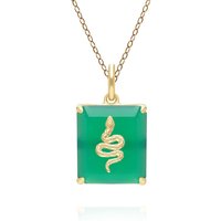Grand Deco Green Chalcedony Snake Pendant in Gold Plated Sterling Silver - Image 2