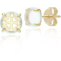 Gardenia Green Mint Quartz Cabochon Stud Earrings in Gold Plated Sterling Silver - Image 2