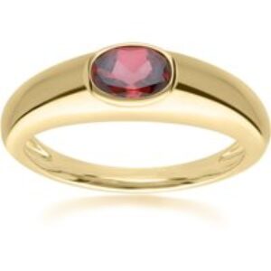 Trendy Vintage Oval Garnet Ring in 18ct Gold Plated Silver
