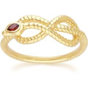 ECFEW™ Garnet Winding Snake Ring in Gold Plated Sterling Silver