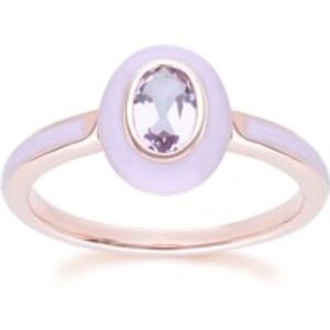 Siberian Waltz Violet Enamel & Pink Amethyst Ring In 18ct Rose Gold Plated Sterling Silver