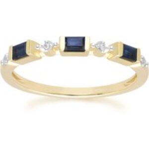 Classic Baguette Sapphire & Diamond Eternity Ring in 9ct Yellow Gold