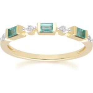 Classic Baguette Emerald & Diamond Eternity Ring in 9ct Yellow Gold