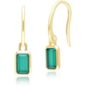 Classic Baguette Chalcedony Drop Earrings in 9ct Yellow Gold