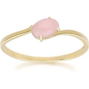 Classic Oval Pink Opal Ring in 9ct Yellow Gold